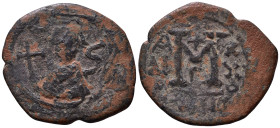 Arab Byzantine. Rashidun, time of Uthman ibn Affan, AH 24-35 (644-656) AE Fals (imitating follis of Constans II). Uncertain Syrian mint. AE 27mm, 4,58...