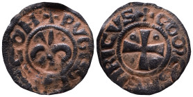 Latin Kingdom of Jerusalem. Henry of Champagne, 1192-1197. Æ Pougeoise 17mm, 0,76g *Repatinated*