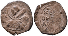 Principality of Antioch. Tancred, regent, 1101-1112. Follis AE 22mm, 3,70g Overstrike *Repatinated*