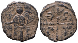 Principality of Antioch. Tancred, regent, 1101-1112. Follis AE 17mm, 1,57g *Repatinated*