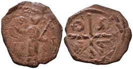 Principality of Antioch. Tancred, regent, 1101-1112. Follis AE 22mm, 2,75g Overstrike *Repatinated*