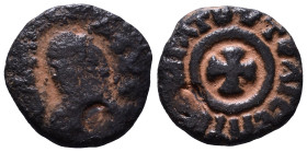 Ezanas, Circa 330-360. BACIΛЄYC Draped bust of a king to right wearing head cloth. Rev. TOYTO APCCH TH XⲰPA around cross pattée. AE 12mm, 1,26g *Repat...