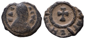 Ezanas, Circa 330-360. BACIΛЄYC Draped bust of a king to right wearing head cloth. Rev. TOYTO APCCH TH XⲰPA around cross pattée. AE 11mm, 0,51g *Repat...