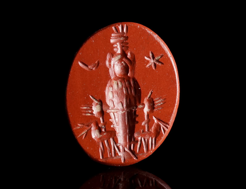 A ROMAN RED JASPER INTAGLIO DEPICTING ARTEMIS EPHESIA
Circa 2nd-3rd century AD....