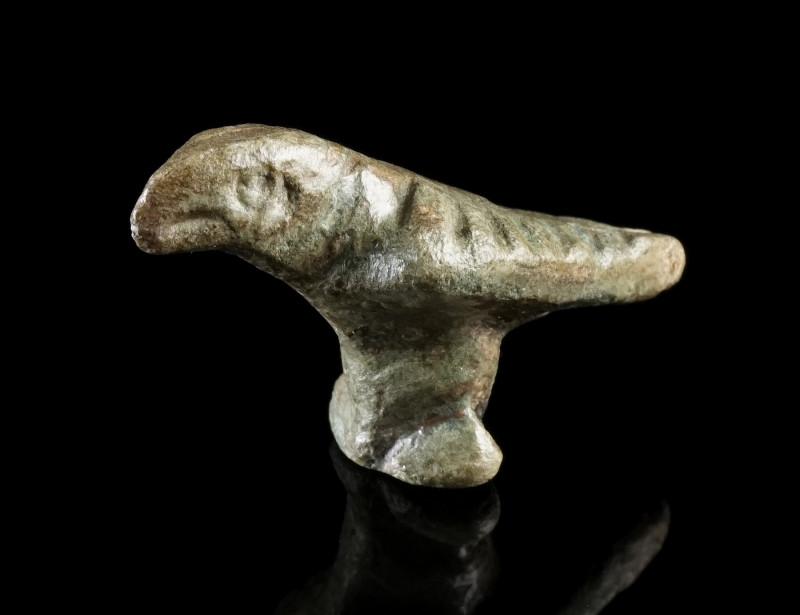 A SMALL ROMAN BRONZE FIGURE OF AN EAGLE
Circa 2nd-3rd century AD.
Perching eag...