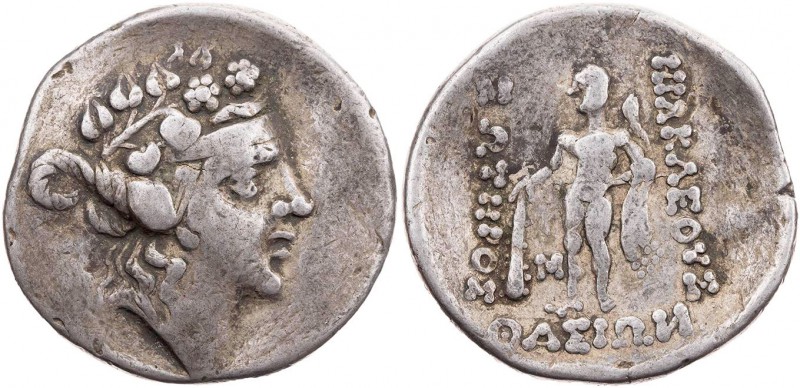 OSTKELTEN TYP INSEL THASOS
 AR-Tetradrachme Vs.: Kopf des Dionysos mit Efeukran...
