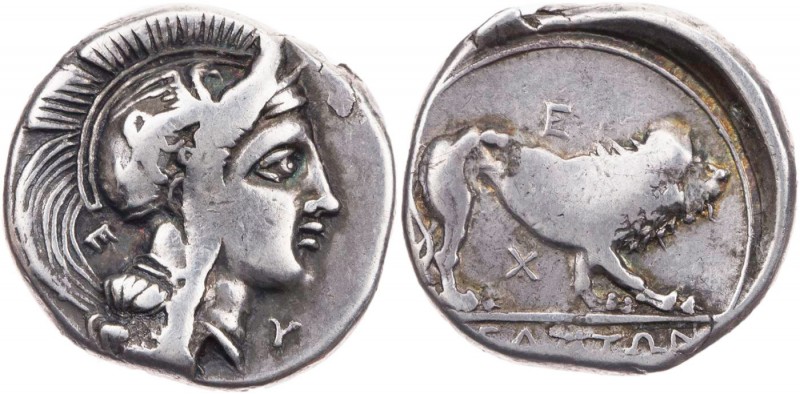 LUKANIEN VELIA / HYELE
 AR-Didrachme/Nomos 350-281 v. Chr. Vs.: Kopf der Athena...