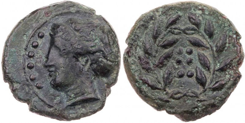 SIZILIEN HIMERA
 AE-Hemilitron 420-408 v. Chr. Vs.: Kopf der Nymphe Himera n. l...