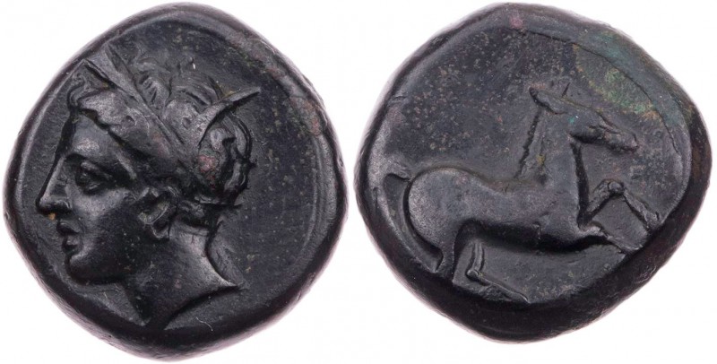 SIZILIEN SIKELOPUNIER
 AEs um 310-290 v. Chr. Vs.: Kopf der Persephone/Tanit mi...