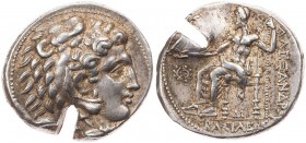MAKEDONIEN, KÖNIGREICH
Alexander III., 336-323 v. Chr. AR-Tetradrachme 325-320 v. Chr. Side (?) Vs.: Kopf des Herakles mit Löwenskalp n. r., Rs.: Zeu...