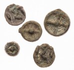 MOESIA ISTROS
 AE-Radmünzen Lot Ende 5. Jh. v. Chr. Vs.: Rad, Rs.: Ethnikon 5 Stück meist ss