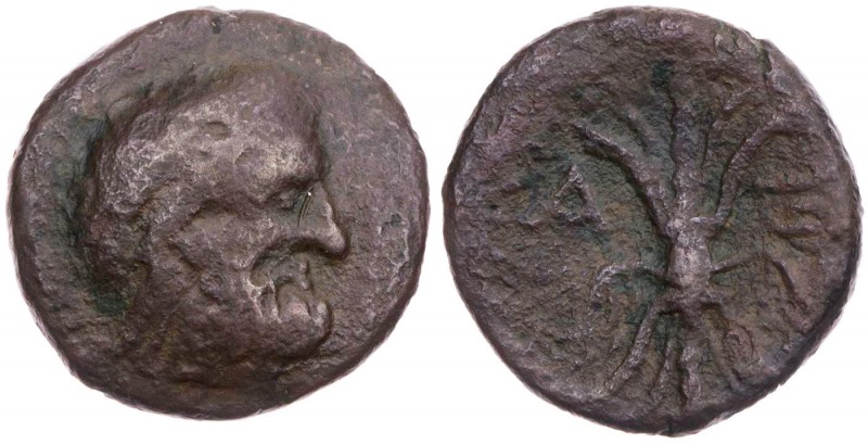 KRETA AXOS
 AEs 200-175 v. Chr. Vs.: Kopf des Zeus mit Diadem n. r., Rs.: Blitz...