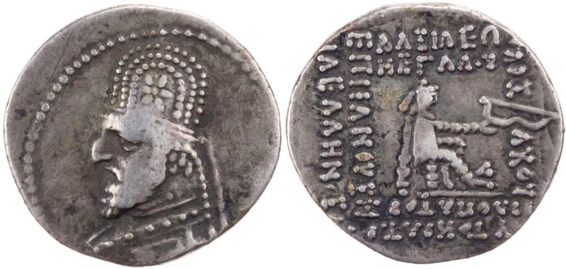 PARTHER, KÖNIGREICH DER ARSAKIDEN
Mithradates III., 87-80 v. Chr. AR-Drachme Ek...