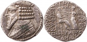 PARTHER, KÖNIGREICH DER ARSAKIDEN
Gotarzes II., 40-51 n. Chr. AR-Tetradrachme Jahr 358 Monat Xandikos (März 47 n. Chr.) Seleukeia am Tigris Vs.: Büst...