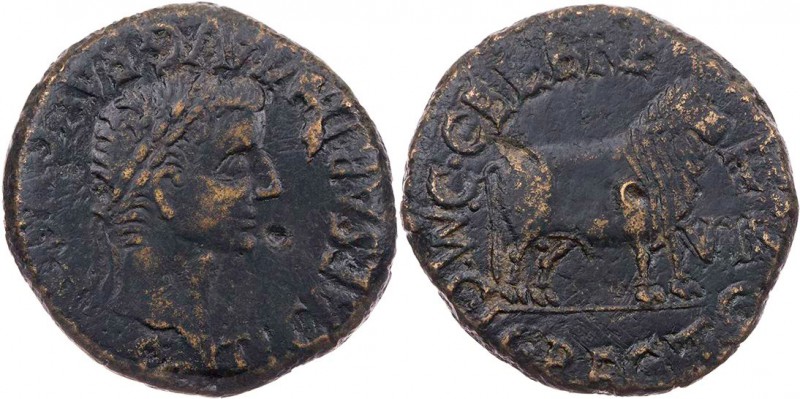 SPANIEN CALAGURRIS
Tiberius, 14-37 n. Chr. AE-As Duumviri C. Celer und C. Rectu...