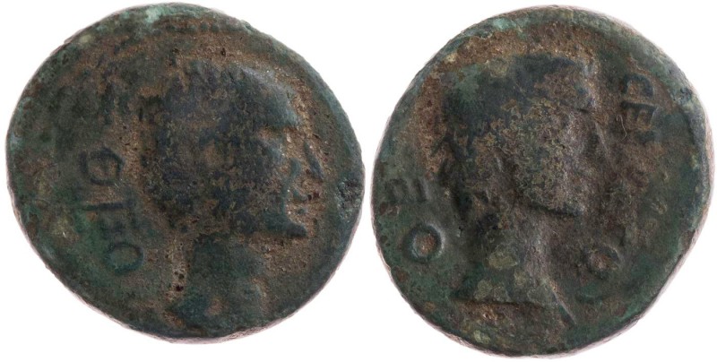 MAKEDONIEN THESSALONIKA
Augustus mit Divus Iulius Caesar AE-Tetrachalkon unter ...