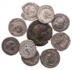 Lot, römische Münzen 1 Sesterz und 9 Antoniniane des Gordianus III. 10 Stück s, s-ss, ss