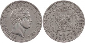 BRANDENBURG - PREUSSEN PREUSSEN, KÖNIGREICH
Friedrich Wilhelm IV., 1840-1861. 1/6 Taler 1842 D Düsseldorf AKS 80; J. 68; Olding 313. ss-vz