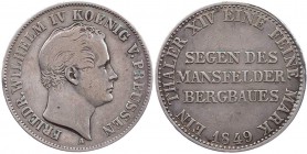 BRANDENBURG - PREUSSEN PREUSSEN, KÖNIGREICH
Friedrich Wilhelm IV., 1840-1861. Ausbeutetaler 1849 A Berlin AKS 75; J. 75; Thun 257; Olding 308. berieb...