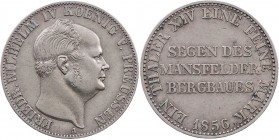BRANDENBURG - PREUSSEN PREUSSEN, KÖNIGREICH
Friedrich Wilhelm IV., 1840-1861. Ausbeutetaler 1856 A Berlin AKS 77; J. 81; Thun 261; Olding 309. kl. Kr...