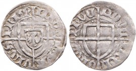 DEUTSCHER ORDEN HERZOGTUM
Paul von Rußdorf, 1422-1441. Schilling o. J. Danzig Vs.: Hochmeisterschild, Rs.: Ordensschild Dudik 54. 1.51 g. ss