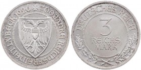WEIMARER REPUBLIK
 3 Reichsmark 1926 A 700 Jahre Reichsfreiheit Lübeck J. 323. vz
