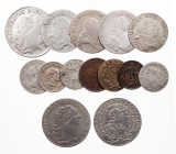 ALTDEUTSCHLAND BRANDENBURG-PREUSSEN
Allgemein Lot Mittel- und Kleinnominale 11 Silber- und 3 Kupfermünzen, darunter 1/3 Taler 1773 A, 1/6 Taler 1766 ...