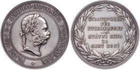 KAISERREICH ÖSTERREICH
Franz Josef I., 1848-1916. Silbermedaille o. J. (v. Tautenhayn) Staatspreis für Pferdezucht, Prägung für Böhmen, Mähren und Sc...