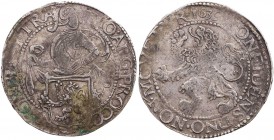 NIEDERLANDE OVERIJSSEL
 Löwentaler 1639 Vs.: Ritter mit Wappen n. l., Kopf n. r., Rs.: aufrechter Löwe n. l. Delmonte 856; Dav. 4860. 27.00 g. ss