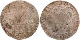 NIEDERLANDE UTRECHT
 Löwentaler 1599 Vs.: Ritter mit Wappen n. l., Rs.: aufrechter Löwe Delmonte 842 Anm.; Dav. 8854. 27.14 g. ss