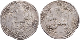 NIEDERLANDE WESTFRIESLAND
 Löwentaler 1636 Vs.: Ritter mit Wappen n. l., Kopf n. r., Rs.: aufrechter Löwe n. l. Delmonte 836; Dav. 4870. 26.76 g. ss-...