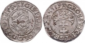 POLEN DANZIG
Sigismund I., 1506-1548. Groschen 1539 Vs.: bekrönte Büste n. r., Rs.: Stadtwappen Gumowski 565. 1.96 g. Korrosionsspuren, ss-vz