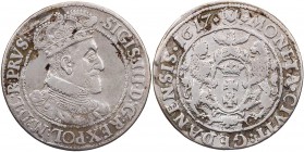 POLEN DANZIG
Sigismund III., 1587-1632. Ort (1/4 Reichstaler) 1617 Vs.: bekröntes Brustbild n. r., Rs.: Stadtwappen zwischen Löwen Gumowski 1385. 6.1...
