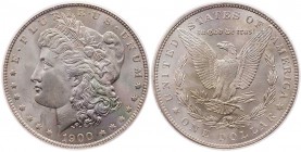 VEREINIGTE STAATEN VON AMERIKA / USA
 1 Dollar 1900 (P) Morgan, in Slab von PCGS (7264.64/2514147), MS 64 KM 110. Vs. kl. Druckstellen am Hals, vz-St