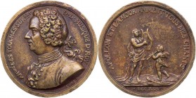 PERSONEN KOMPONISTEN, MUSIKER, SÄNGER
Cardinal, André, gen. Destouches, 1672-1749. Bronzegussmedaille 1732 (v. Simon Curé, 1681-1734) Vs.: Brustbild ...