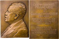 PERSONEN POLITIKER
Thompson, Gaston, 1848-1932. Bronzeplakette 1927 (v. F. Sicard) Auf sein 50-jähriges Jubiläum als Abgeordneter, Vs.: Brustbild im ...