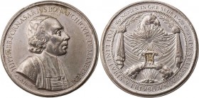 PERSONEN THEOLOGEN UND KLERIKER
Fornasarius, Hippolitus, 1617-1697, Abt in Bologna. Zinnmedaille 1692 (v. A. Travanus) Widmung der Universität Bologn...