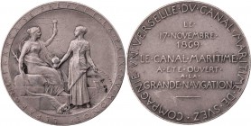 VERKEHRSWESEN SCHIFFAHRT
 Silbermedaille 1869 (v. Roty) Auf die Eröffnung des Suez-Kanals und den Beitrag der französischen Sparer am Bau des Kanals,...