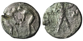 Pamphylia, Aspendus AR fourree stater ca 325-250 BC.
Obv: Two wrestlers grappling; ΑΦ between; all within circular beaded border
Rev: EΣTFEΔIIYΣ, sl...