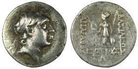 Cappadocian Kingdom. Ariarathes V. Silver Drachm, 163-130 BC. Eusebeia-Mazaca, RY 33 (131/0 BC). diademed head of Ariarathes V right. Reverse: BAΣIΛEΩ...