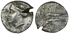Paphlagonia, Sinope AR Drachm. Circa 330-300 BC. Kallia..., magistrate. Head of nymph left, hair in sakkos / Sea-eagle standing left on dolphin left, ...