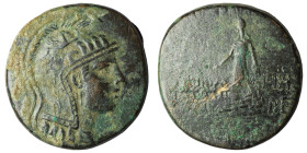 Paphlagonia, Amastris, AE, Time of Mithradates VI Eupator, Circa 90-85 BC.
Obv: Helmeted head of Athena right, in crested helmet with Pegasus.
Rev: ...