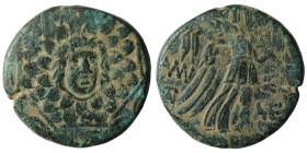 Pontos, Amisos. Mithradates VI (120-63 BC) AE local civic issue under Mithradates VI
Obv: Facing Gorgonion as boss of fleece (aegis)-covered, octagon...