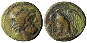 KINGS OF GALATIA. Deiotaros (Circa 62-40 BC). Ae.
Obv: Laureate head of Zeus right.
Rev: Eagle standing left on thunderbolt, head right; monogram to...