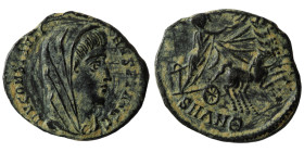 Constantinus I the Great AD 306-337. Antioch Follis ÆDV CONSTANTINVS PT AVGG, veiled draped and cuirassed bust right / No legend, Constantine driving ...