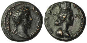 CAPPADOCIA, Caesarea-Eusebia. Commodus. AD 177-192. Æ Unit (28.5mm, 16.17 g, 7h). Dated RY 13 (AD 191/2). Laureate head right / Draped bust of Tyche r...