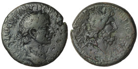 CILICIA, Anazarbus. Trajan. AD 98-117. Æ Trihemiassarion. Dated CY 126 (AD 107/8). Laureate head right / Laureate head of Zeus right. Ziegler 98.1 (Vs...