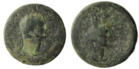 CILICIA, Anazarbus. Germanicus. Caesar, 15 BC-AD 19. Æ Diassarion. Dated CY 67 (AD 48/9). Bare head right / Laureate head of Zeus Olybris right before...