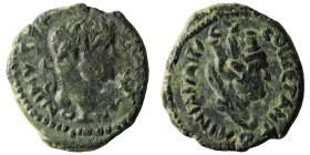 Caracalla. (198-217 AD). Æ Bronze. Mesopotamia. Carrhae. Obv: laureate and draped bust of Caracalla right. Rev: bust of Tyche right.
Weight 2,72 gr -...