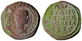 CAPPADOCIA, Caesaraea-Eusebia. Severus Alexander. AD 222-235. Æ. Dated RY 6 (AD 227). Radiate, draped, and cuirassed bust right, seen from behind / Le...